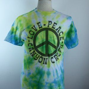 CANYON CREEK Festival TIE DYE blue green t SHIRT M love peace
